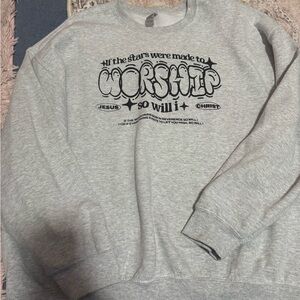 Gildan Heather Gray Graphic Crewneck Sweater